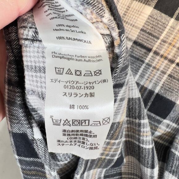 Eddie Bauer Button Shirt Men XL Classic Fit Flannel Black White Plaid 100 Cotton - Picture 13 of 15